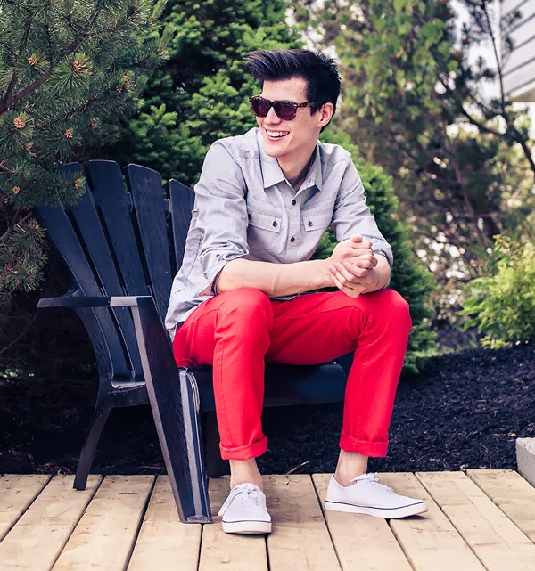 Calças online vermelhas homem